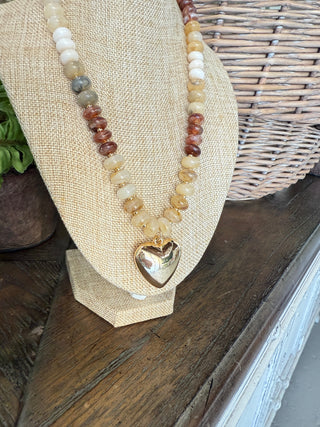 Puffed Love Necklace Natural Multi Necklaces SM Style