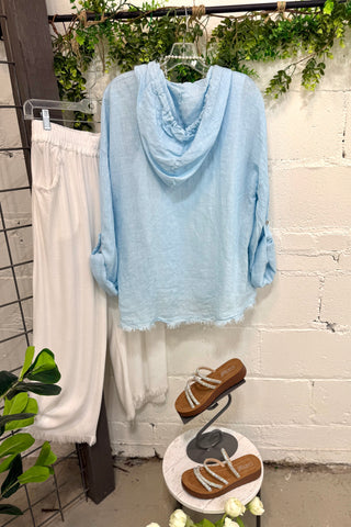 Matilda Linen Jacket Lt Blue Shirts & Tops YOLLY