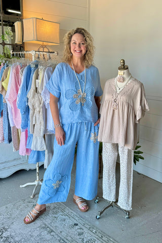 Spring Bling Top Blue Shirts & Tops New Afeis