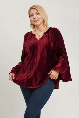Flutter Top Burgundy by Umgee Shirts & Tops Umgee