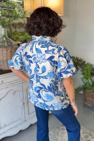 Seaside Top Ivory/Blue by Umgee Shirts & Tops Umgee