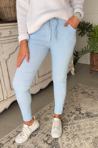 Lucky Me Pants Pale Blue Pants Made In Italy