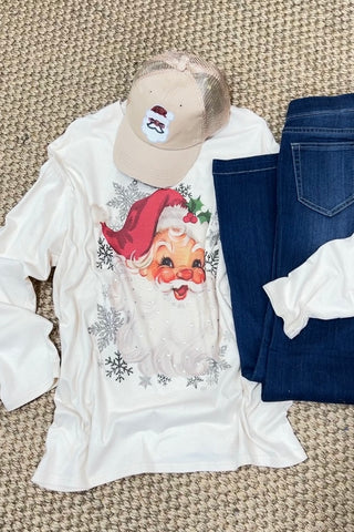 Vintage Santa Long T-Shirt Natural Shirts & Tops Sugar Stitch/Faire