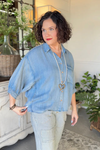 Vonda Pants Striped Denim by Easel Pants Easel