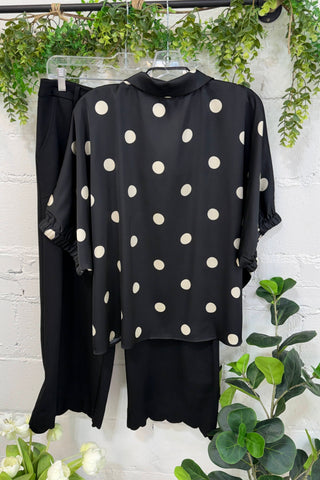Shimmy Shine Top Black/Polka Dot by Jodifl