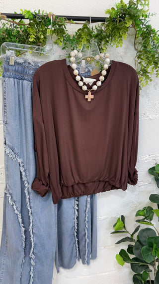 Davis Top Brown by Umgee Shirts & Tops Umgee