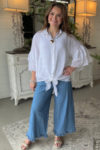 Spicy Lady Linen Top White Shirts & Tops Acqua & Limone
