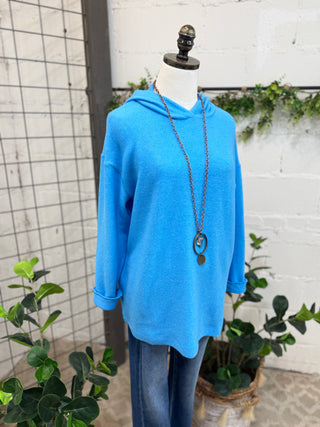 Fuzzy Wuzzy Hoodie Deep Sky Shirts & Tops Zenana