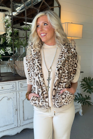 Buffalo Vest Leopard Ivory Vest Jacket Wona Trading