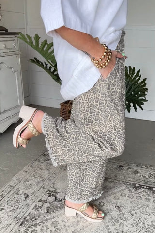 Lotta Beige Leopard Pants by Jodifl Pants Jodifl