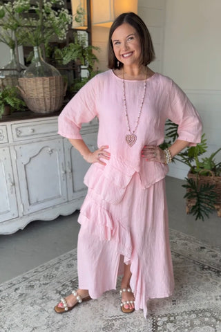 Adeline Linen Skirt Pink Skirt Acqua & Limone