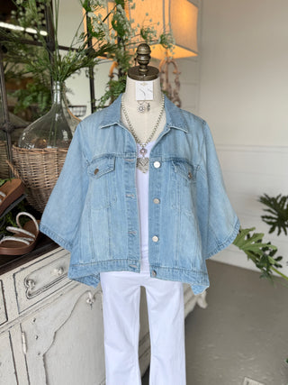 Tancy Cape Jacket Denim by Risen Jacket Risen