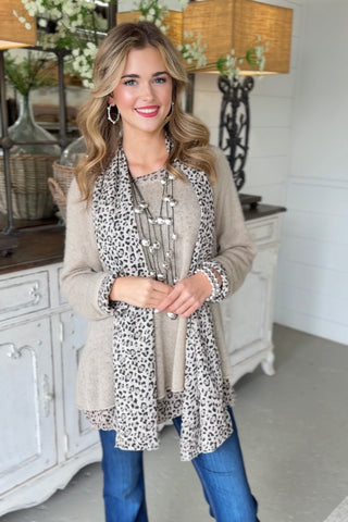 Cloaked Tan Leopard Shirts & Tops Prospero