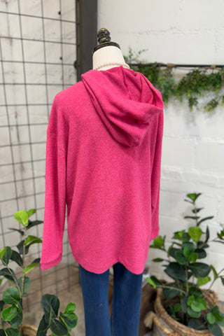 Fuzzy Wuzzy Hoodie Fuchsia Shirts & Tops Zenana