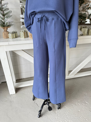 Abby Scuba Set Blue Indigo Top & Pant Set Zenana