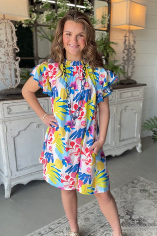 Spring Blossom Dress Blue Mix by Umgee Dresses Umgee