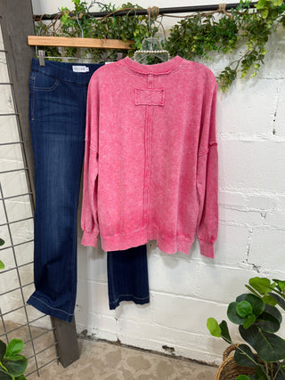 Not Too Shabby Washed Red Shirts & Tops Zenana