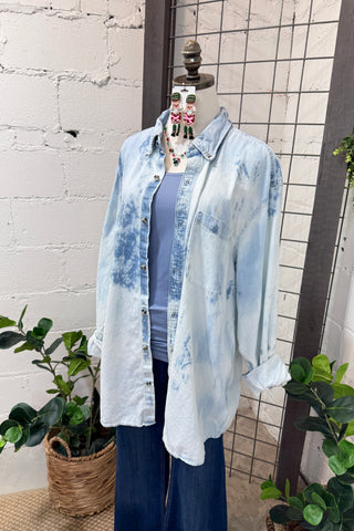 Holiday Denim Shacket Nutcrackers Shirts & Tops Raisin' Arrows