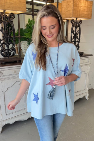 Star Bright Top Baby Blue Shirts & Tops Peach Love S Baby Blue