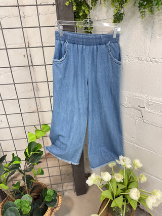 Tammy Gauchos Light Denim by Umgee Pants Umgee