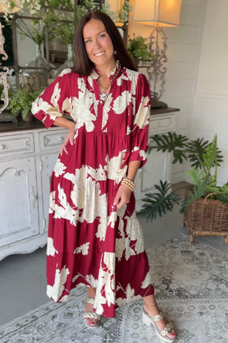 Tiana Long Dress Burgundy by Umgee