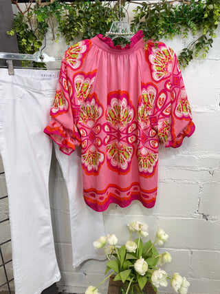 Louisa Top Fuchsia Mix by Umgee RESTOCK Soon Shirts & Tops Umgee