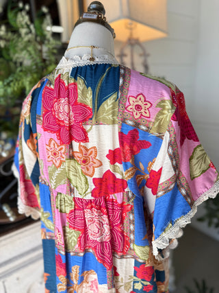 Dahlia Top Blue Mix by Umgee Shirts & Tops Umgee