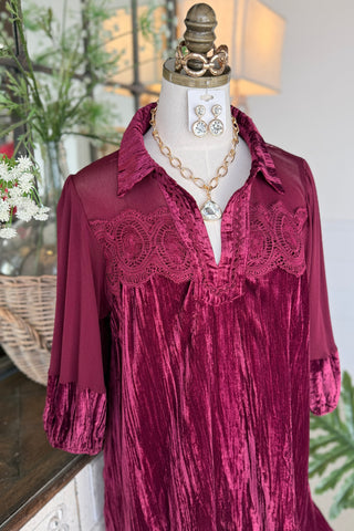 Brylee Dress Burgundy by Umgee Dresses Umgee
