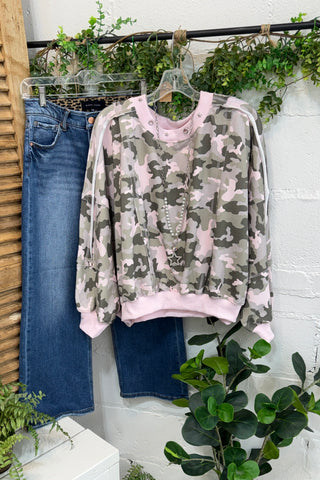 Loreen Sweatshirt Blush/Lt Olive by Bibi