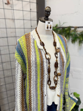 Line Up Lime/Mocha sweater Easel