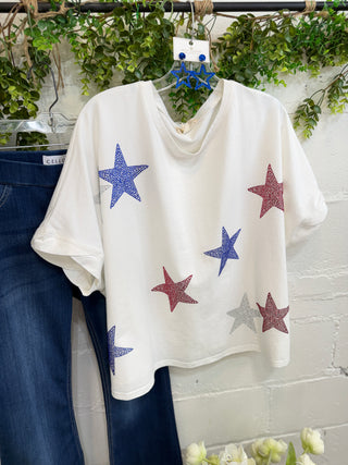 Star Bright Top White Shirts & Tops Peach Love