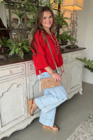 Show Off Linen Top Red Shirts & Tops Acqua & Limone