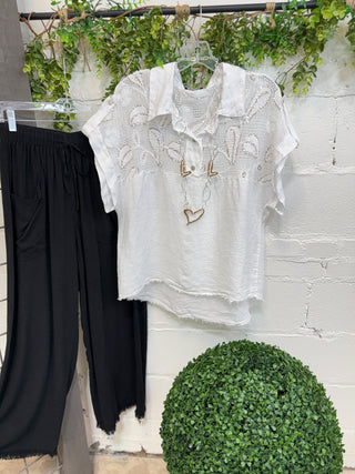 Lindsey Linen Top White Shirts & Tops New Afeis