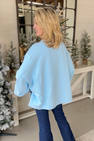 Christmas Roll Call Light Blue Sweatshirt Fantastic Fawn