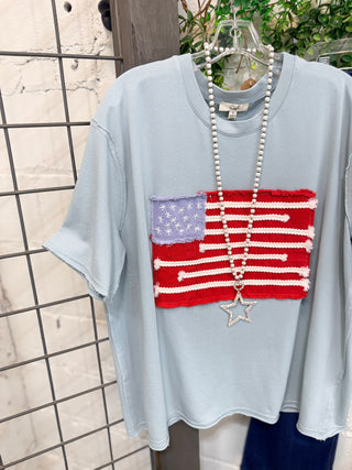 Old Glory Dusty Blue by Easel Shirts & Tops Easel