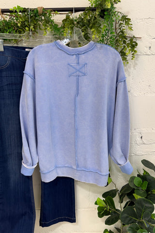 Ripples Top Cornflower Blue Sweatshirt Zenana