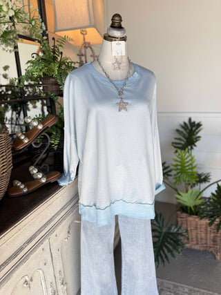 Happiness Top Blue Shirts & Tops MuMu/JY
