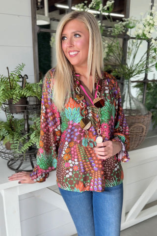 Harvest Garden Brown Mix by Umgee Shirts & Tops Umgee