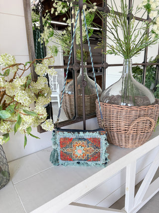 Gypsy Boho Crossbody Coral/Teal Purse K & K Interiors