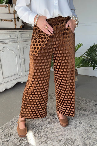 Dreamy Dot Pants Brown by Umgee Pants Umgee