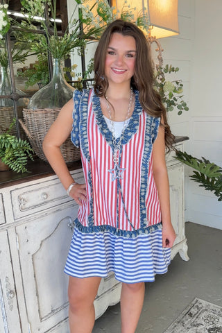 One Nation Dress Red/Blue Dresses Fantastic Fawn