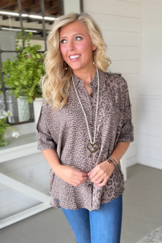 Ferah Mocha Leopard Shirts & Tops Davi & Dani