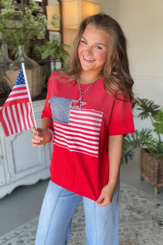 American Spirit Top Red by Jodifl RESTOCK Coming Shirts & Tops Jodifl
