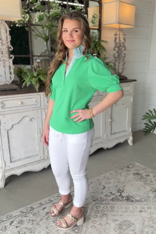 Natasha Top Apple Green by Umgee Shirts & Tops Umgee