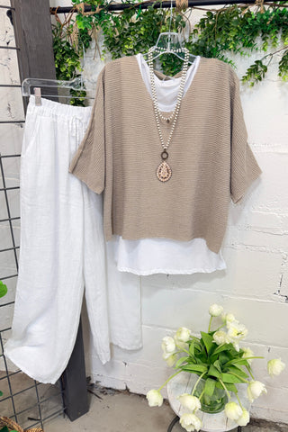 Destin Top Taupe Shirts & Tops YOLLY