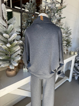 Abby Scuba Set Charcoal Top & Pant Set Zenana