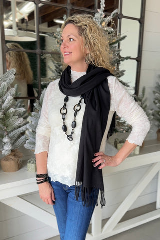 Cora Black Cashmere Wrap/Scarf Scarf Wona Trading