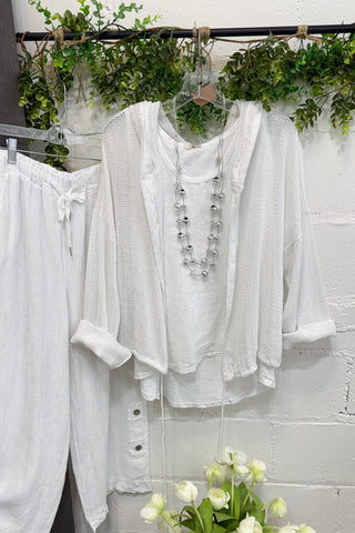 Mercedes Linen Tank White Tank Top Giada Fashion