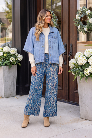 Candace Cape Jacket Denim by Easel Jacket Easel