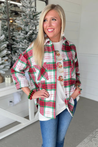 Sequoia Plaid Shacket Red/Green Shirts & Tops She + Sky